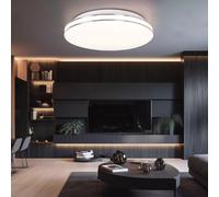 Lampe De Plafond LED Avec Anneau En Chrome Pour Salon Blanc D 38 Cm