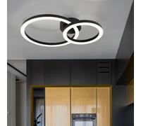 Plafonnier salon plafonnier LED anneaux design noir L 42 cm