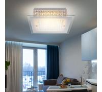 Lampe De Plafond LED En Cristal Chromé Clair En Verre Opale