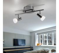 Plafonnier LED chrome plafonnier salon 2 flammes, avec spot orientable, 2x 4,6W 2x 229lm blanc chaud, LxP 38x14 cm