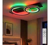 Plafonnier LED pour salon, télécommande, changement de couleur, L 63 cm