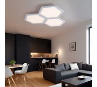 Plafonnier LED plafonnier carré Lampe de chambre 3 flammes, moderne en métal blanc opale, 1x LED 36W 2160Lm 3000K, HxLxP 4,2x52x52cm