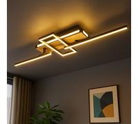 Plafonnier LED orientable aspect bois Plafonnier 3 niveaux Lampe de salon, 30W 1400lm blanc chaud, LxH 68 x 11,5 cm