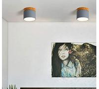 Lampe de Plafond LED lumière montée Encastré bois 7W Lumière blanche 6000K Plafonnier Couloir Balcon Couloir Escaliers Entrée Couloir Chambre Spot de plafond D10*H8CM,Gris