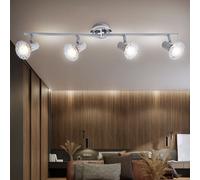 Plafonnier LED chrome spot bar salon mobile spot en cristal Globo 57303-4