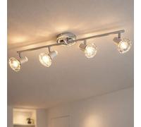 Plafonnier LED en métal chromé et cristaux blancs, éclairage mobile