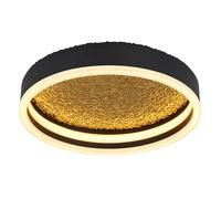 Lampe de plafond LED plafonnier noir or lampe de salon ronde lampe de chambre à coucher, métal acrylique silkon, 24W 700lm blanc chaud, DxH 30x7,5 cm