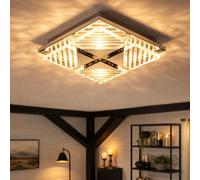 Lampe De Plafond LED Pour Salon Et Chambre Chromé 29x29 Cm