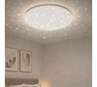 Plafonnier LED Salon Ciel étoilé Plafonnier blanc, effet étoilé, 18 W 1260lm 4000K, DxH 29x9,5 cm
