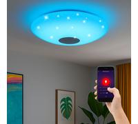 Plafonnier Smart Home RGB LED CCT Lampe de salon Bluetooth App Plafonnier effet étoilé, changement de couleur variable, 1x Smart LED 17W 2700-6500 Kelvin, DxH 38x9,5 cm