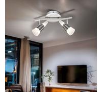 Plafonnier 2 spots flamme plafonnier orientable gris plafonnier interrupteur spots LED, avec spots mobiles en gris et nickel, 2x5W 2x 300lm 3000K, LxlxH: 30x16,5x16 cm