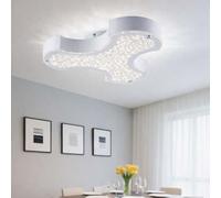 Plafonnier plafonnier lampe de salon lampe de chambre lampe de salle à manger lampe de couloir, cristaux de verre en métal blanc, LED 12W 1020Lm 4000K blanc neutre, L 37 cm