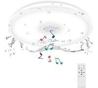 Lampe de plafond musicale à LED étanche IP65 avec haut-parleur Bluetooth, 18W à lumière du jour 6500K, équipée d'une télécommande intelligente, pour salle de bain, cuisine, buanderie, couloir.