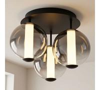 Lampe De Plafond Noir Boule En Verre Fumé LED H 29,5 Cm