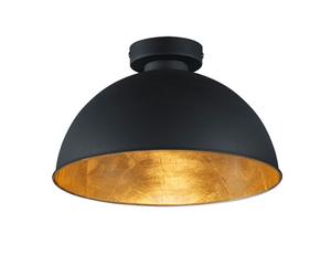 Lampe de plafond noir or Plafonnier rond Lampe de salon rétro, métal, noir, 1x LED 7W 806Lm blanc chaud, DxH 31x19 cm