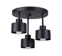 Lampe De Plafond Noire En Métal 3-Flammes Ø 32 Cm H: 29 Cm E27 Rétro