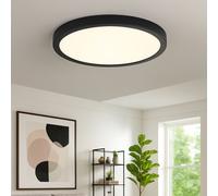 Lampe de plafond Panneau de montage Lampe de bureau noire Lampe de salon carrée, plastique métal, 1x LED 21W 2000lm 4000K blanc neutre, DxH 40x3,6 cm