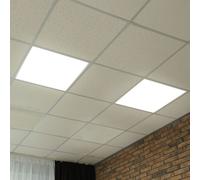 Plafonnier à panneau LED argenté, plafonnier à encastrer en aluminium, lampe à grille lumineuse de bureau, 18 watts 1100 lumens blanc neutre, LxlxH 29,9 x 29,9 x 5 cm, lot de 2