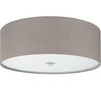Lampe De Plafond Pasteri,Plafonnier En Textile À 3 Flammes,Matériau : Acier,Tissu,Verre,Couleur : Nickel Mat,Taupe,Douille : E27,Ø : 47,5 Cm