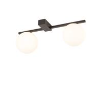 Lampe De Plafond Petite Noire Et Blanche B: 48 Cm H: 13 Cm 2X G9 Verre Boule