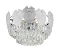 Lampe de plafond Plafonnier cristal verre Lampe de salon 8 flammes Lampe de table à manger, métal chromé, 8x E14 douilles, DxH 50x27,9 cm