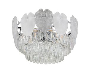 Lampe de plafond Plafonnier cristal verre Lampe de salon 8 flammes Lampe de table à manger, métal chromé, 8x E14 douilles, DxH 50x27,9 cm