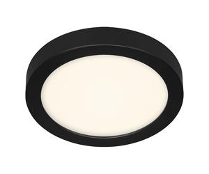Lampe de plafond Plafonnier de bureau Panneau de montage noir Lampe de salon ronde, plastique métal, 1x LED 16W 1600lm 4000K blanc neutre, DxH 22,5x3,2 cm