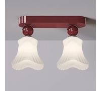 Lampe de Plafond Plafonnier Moderne en Verre Blanc Style Nordique Semi-Encastré 2 Lampes en Forme de Fleur Luminaire D'Entrée pour Couloir Français Éclairage de Plafond