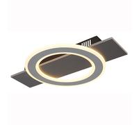 Lampe de plafond Plafonnier salon salle à manger gris anthracite LED, métal acrylique, 1x LED 18W 1000Lm 3000K, LxlxH 44x29x5,5 cm