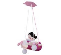 Lampe de plafond pour enfants Avion Télécommande Lampe à suspendre avec variateur rose en kit, ampoules LED RGB incluses