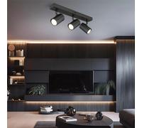 Plafonnier 3 flammes GU10 Plafonnier gris Salon orientable, aluminium métal, 3x GU10, LxlxH 39x6x14,5 cm