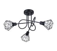 Lampe De Plafond Rétro Métal Noir 48 Cm Large 3-Flammes E27 Intérieur
