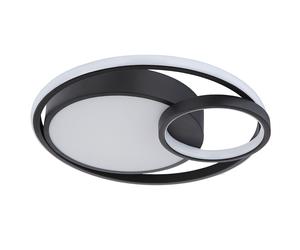 Lampe de plafond Ring LED Lampe de salon Plafonnier Design moderne, noir mat opal blanc, 1x LED 36W 1400Lm blanc chaud, LxlxH 40,5x39,5x10 cm