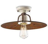 Lampe De Plafond Ronde Ø 40 Cm Céramique Métal E27 Crème Rouille