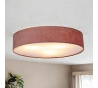 Lampe De Plafond Ronde Ø 50 Cm H: 10 Cm Abat-Jour En Velours Pour 3X E27 Rose