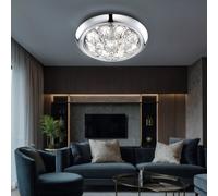 Lampe de plafond Lampe de salon cristaux argentés ronds, métal, 3 flammes, 10 cm