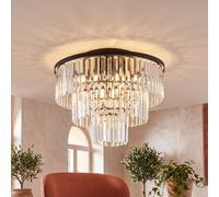 Lampe De Plafond Ronde D: 56 Cm H: 41 Cm Verre Cristal Art Déco 9X E14