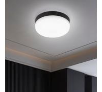 Plafonnier Plafonnier chambre à coucher cadre noir, plastique, rond, 1x LED 8 W 570 lm 4000 K blanc neutre, DxH 12x4,5 cm