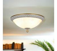 Lampe De Plafond Rustique D: 35 Cm Ronde Métal Verre 3X E27 Cuisine
