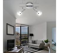 Spot de plafond LED plafonnier plafonnier spot lampe spot, 2 spots de flamme mobiles, acrylique chromé, 2x LED 5W 350Lm blanc chaud, HxLxP 20x32x13cm