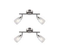 Lampe de plafond Spot lampe de salon 2 flammes mobile, chrome mat argenté, 2x G9 3W 300Lm blanc chaud, LxlxH 25x6x11cm, 2er Set