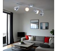 Spot de plafond plafonnier LED orientable spots plafonnier chromé 4 flammes, métal acrylique, 4x 4W 320Lm blanc chaud, LxH 60x12 cm