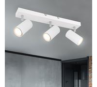 Plafonnier, spot de plafond, barre de spots, luminaire de salon, moderne, 3 flammes, spots orientables, chromé blanc, spot, 3x GU10, LxlxH 41x6x12 cm
