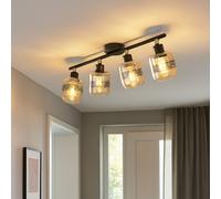 Lampe De Plafond Spot Noir En Verre Ambre 4-Flammes L 70,5 Cm