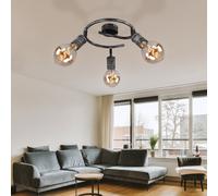 Plafonnier nickel antique lampe de salon plafonnier à 3 lampes spot orientable, métal, 3x E27, DxH 25x11 cm