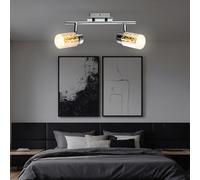 Spot de plafond Plafonnier LED Lampe de salon effet 3D Plafonnier à 2 lampes, verre chromé, 2x 4W 2x 400lm blanc chaud, LxH 30x15 cm