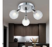 Plafonnier chrome clair salle à manger design spot rond ALU plafonnier maille sphérique salon, spots mobiles, 3x E14 LED 3W 300lm, 18 cm