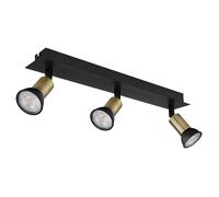 Lampe de plafond Spot Spot noir Spots de plafond 3 flammes Lampe de salle à manger Spots réglables, métal, 3x GU10 douille, LxlxH 40x6x9 cm