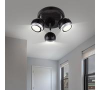 Plafonnier spots plafonnier chrome noir spot de plafond 3 flammes, spots orientables, 3x LED 3W 250lm, PxH 18 x 13 cm