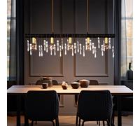 Lampe De Plafond Suspension Luminaire Pour Salon Cristaux Or L 90 Cm